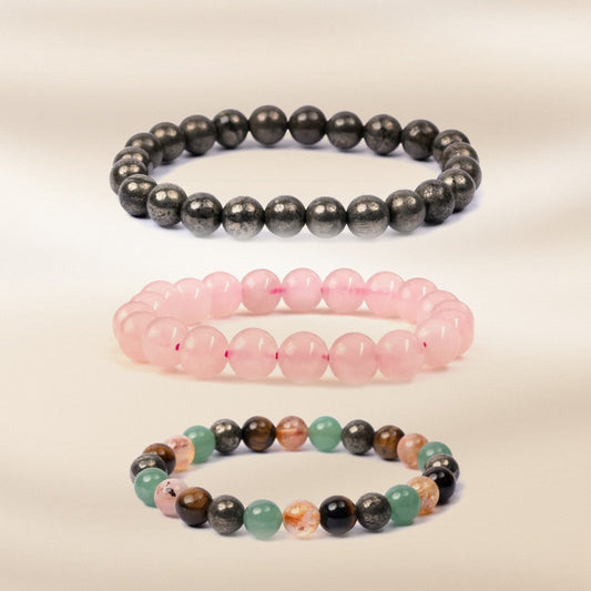 Crystal bead bracelets on silk