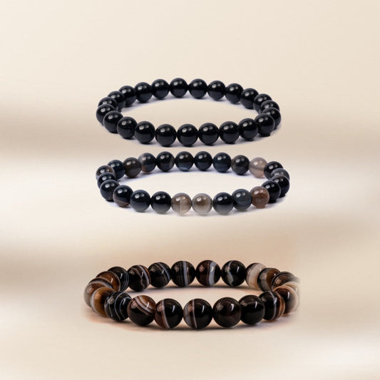 Evil eye protection bracelets on silk