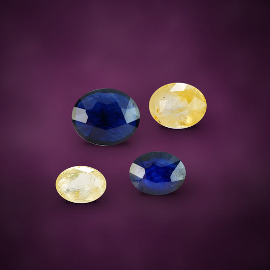 Blue sapphire (Neelam) and yellow sapphire (Pukhraj) loose stones