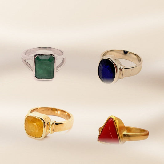 Gemstone rings on silk