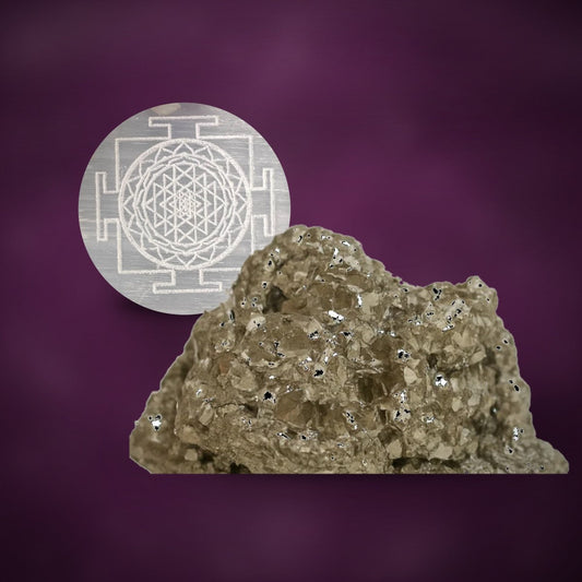 Yantra plate with pyrite