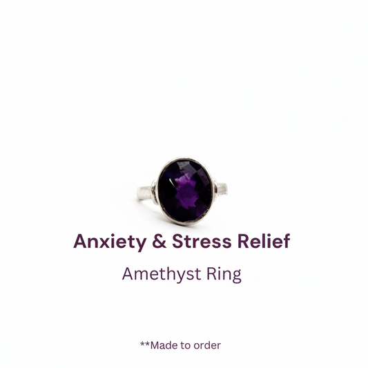 Amethyst Pure Silver Ring - Natural Stone - Lab Tested and Certified- AAA+ Quality Stone