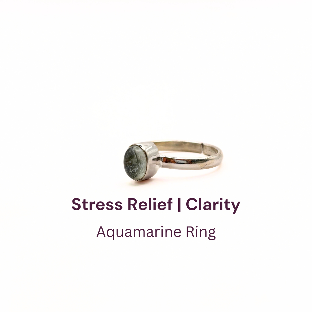 Oval Aquamarine Gemstone Ring in German Silver | Genuine Aquamarine | Handmade Ring