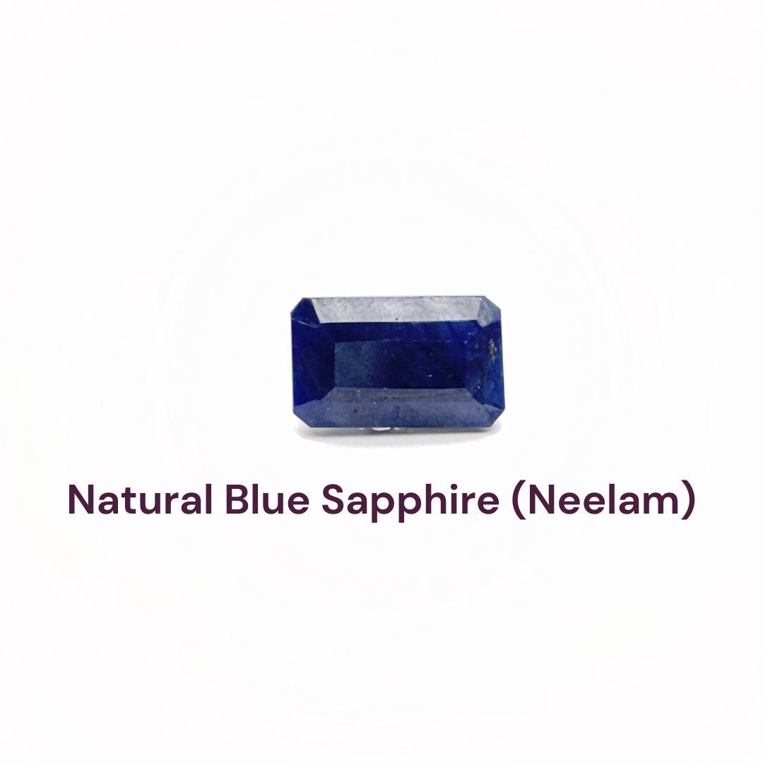 Natural Blue Sapphire (Neelam) from Burma – Premium Astrology Gemstone - Rectangle