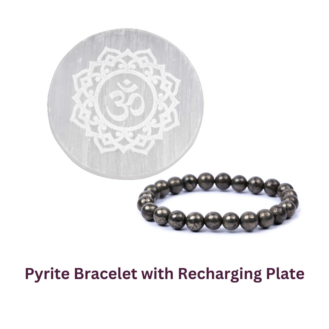 Pyrite Bracelet with Recharging Plate