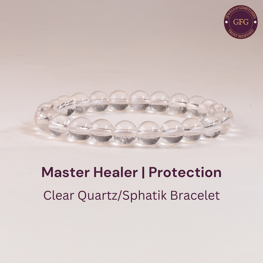 Master Healer & Focus - Original Clear Quartz Sphatik Bracelet - 8mm
