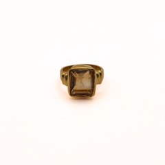 Twinline Square Natural Citrine (Premium Stone) Panchdhatu Ring Lab Certified- AAA Quality Stone