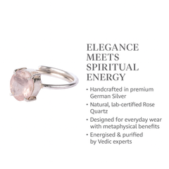 Minimalist Rose Quartz German Silver Ring