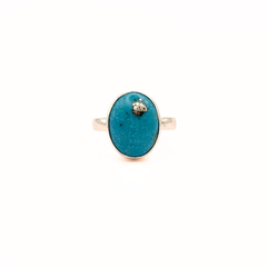 Natural Irani Firoza Ring (Turquoise) Pure Silver Ring- Plain Band
