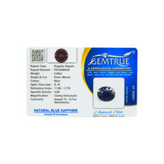 6.00 Carats Natural Blue Sapphire (Neelam) Stone - 09/08-55