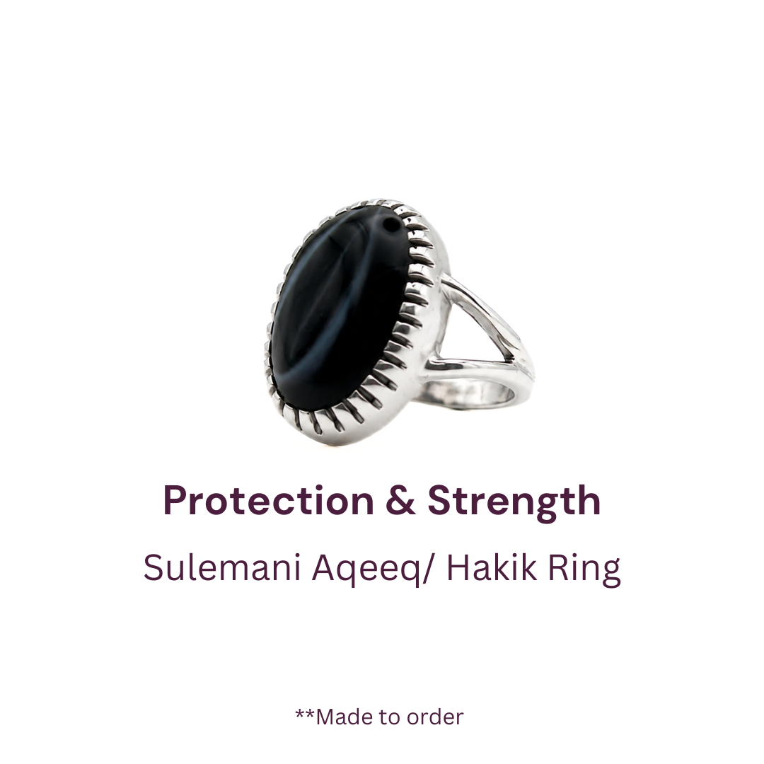 Natural Sulemani Hakik Pure Silver Ring Prong Design