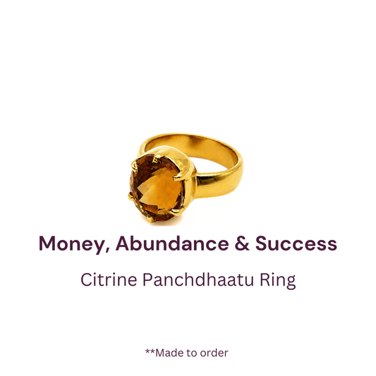 Natural Citrine (Topaz) Panchdhatu Ring Prong Setting Lab Certified (Pukhraj Substitute)- AAA Quality Stone