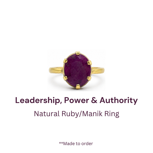 Natural Ruby (Manikya) Ring (Prong Setting) - Panchdhatu - Lab Certified (African Ruby)