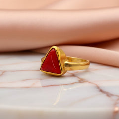 Munga Ring - Coral Ring - Panchdhatu - Triangle