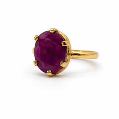 Natural Ruby (Manikya) Ring (Prong Setting) - Panchdhatu - Lab Certified (African Ruby)