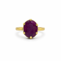 Natural Ruby (Manikya) Ring (Prong Setting) - Panchdhatu - Lab Certified (African Ruby)