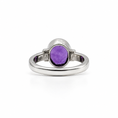 Amethyst Pure Silver Ring - Natural Stone - Lab Tested and Certified- AAA Quality Stone