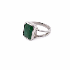 Zambian Emerald Pure Silver Ring - Lab Certified