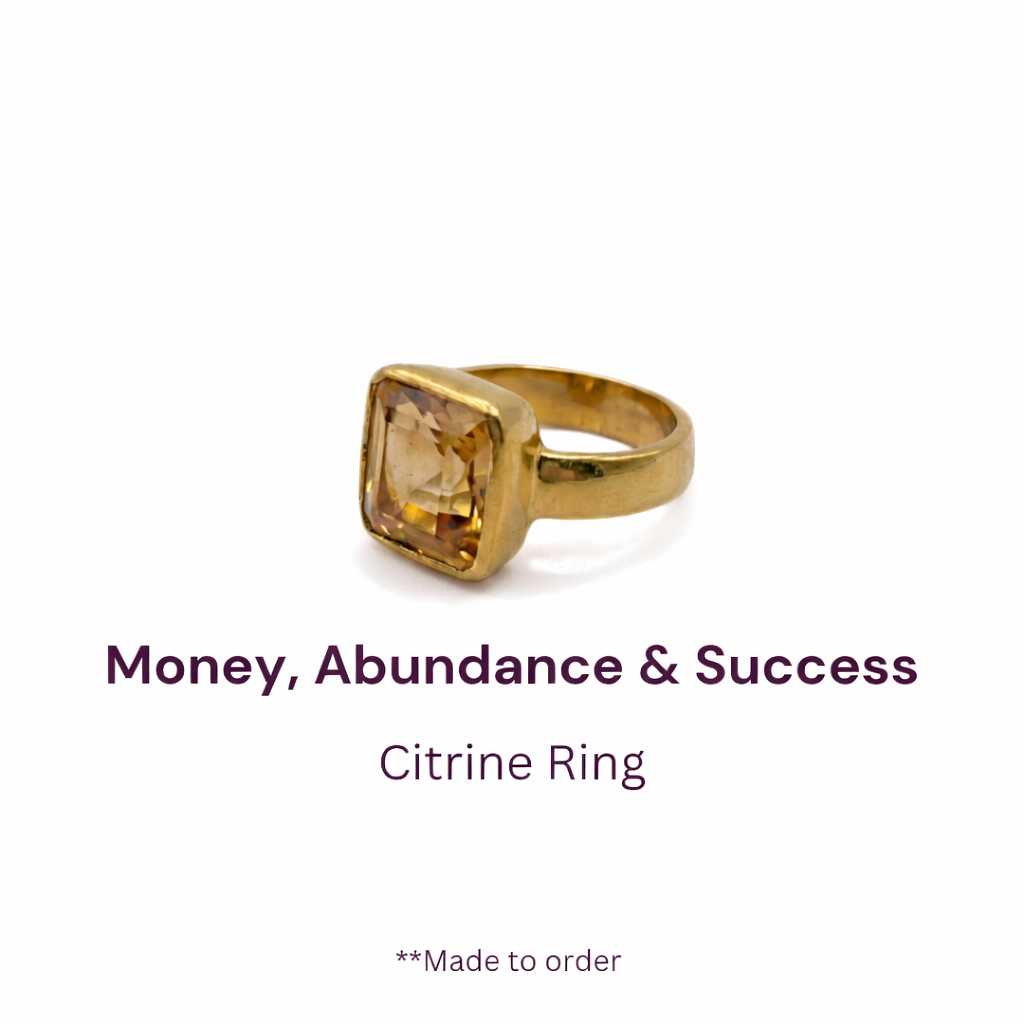 Classic Square Natural Citrine (Premium Stone) Panchdhatu Ring Lab Certified- AAA Quality Stone