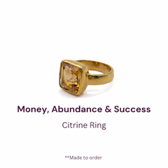 Classic Square Natural Citrine (Premium Stone) Panchdhatu Ring Lab Certified- AAA Quality Stone