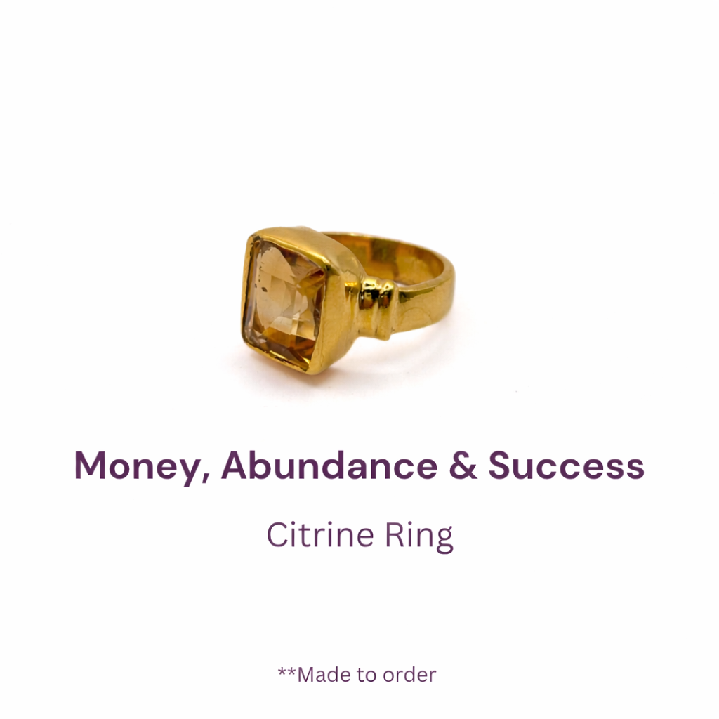 Twinline Square Natural Citrine (Premium Stone) Panchdhatu Ring Lab Certified- AAA Quality Stone