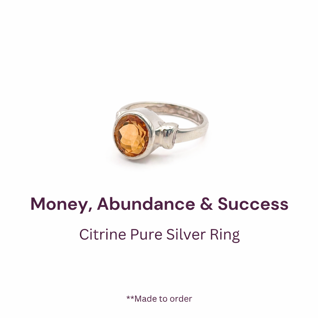 Elegance Natural Citrine (Premium Stone) Pure Silver Ring Lab Certified- AA Quality Stone