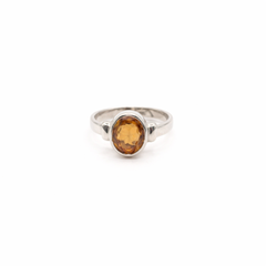 Elegance Natural Citrine (Premium Stone) Pure Silver Ring Lab Certified- AA Quality Stone