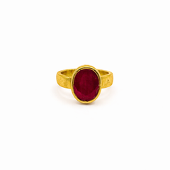 Natural Ruby (Manikya) Ring - Panchdhatu - Lab Certified (African Ruby)