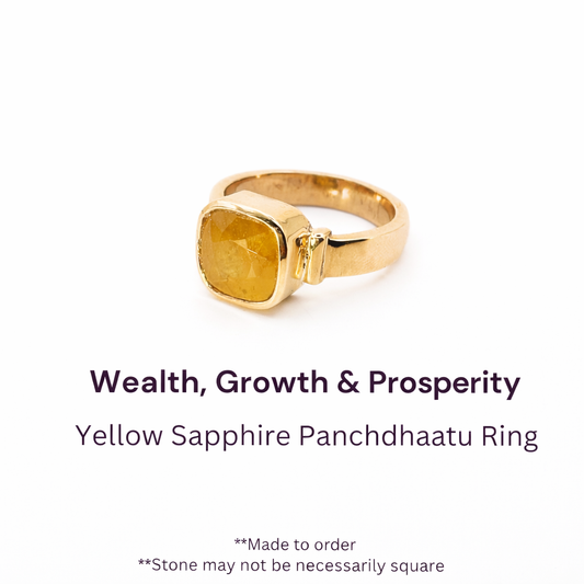 Natural Yellow Sapphire Pukhraj Certified Panchdhatu Ring (Thailand)