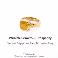 Natural Yellow Sapphire Pukhraj Certified Panchdhatu Ring (Thailand)
