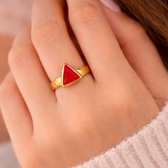 Munga Ring - Coral Ring - Panchdhatu - Triangle