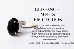 Minimalist Black Tourmaline German Silver Ring