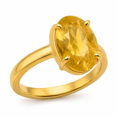 Natural Yellow Sapphire Pukhraj Certified Panchdhatu Ring Prong Setting (Thailand)