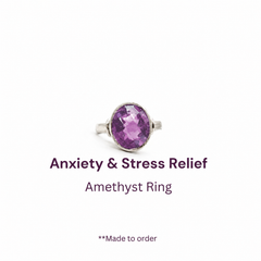 Amethyst Pure Silver Ring - Natural - Lab Certified- AA Quality Stone