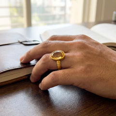 Natural Citrine Panchdhatu Ring Lab Certified (Pukhraj Substitute)- AA Quality Stone