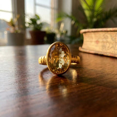 Natural Citrine Panchdhatu Ring Lab Certified (Pukhraj Substitute)- AA Quality Stone