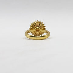South Sea Pearl Moissanite Ring with Gold Polish