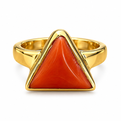 Moonga triangle Panchdhatu ring, view 6