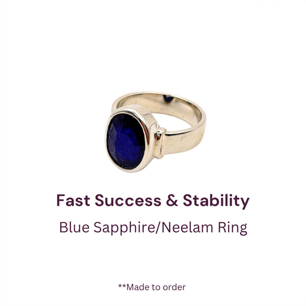 Neelam - Blue Sapphire (Thailand Origin) Pure Silver Ring - Certified
