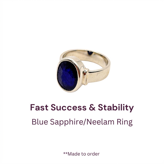 Neelam - Blue Sapphire (Thailand Origin) Pure Silver Ring - Certified
