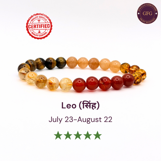 Leo Zodiac Birthstone Crystal Bracelet- Singh Rashi Crystal Bracelet