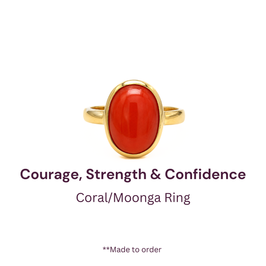 Munga Ring - Coral Ring - Panchdhatu - Oval