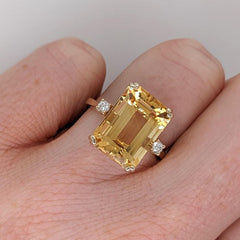 5 Carat Citrine Panchdhaatu Ring with Cz Stones- Square Shape