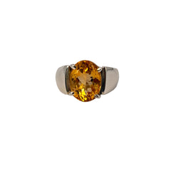 Natural Citrine (Premium Stone) Pure Silver Ring Lab Certified D3- AAA Quality Stone