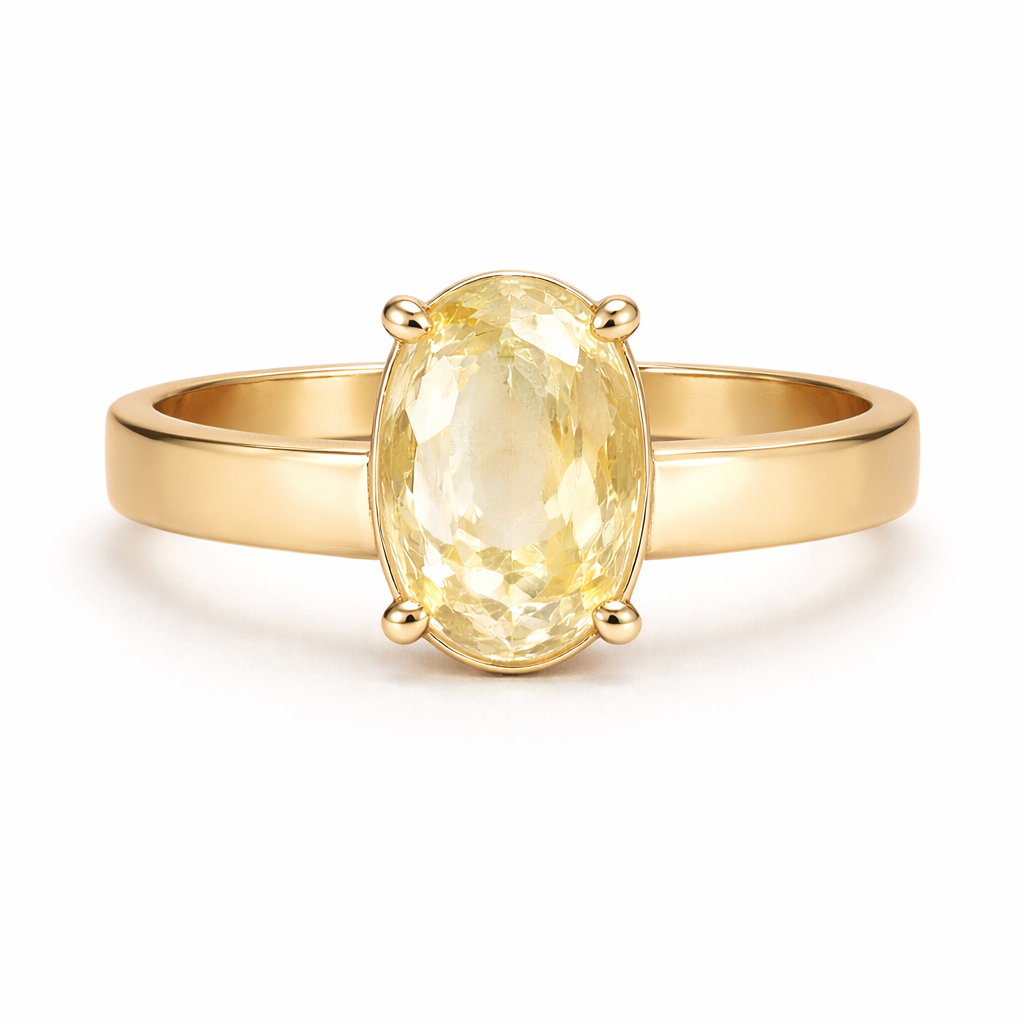 Natural Ceylon Srilankan Yellow Sapphire Pukhraj in Panchdhatu Ring (Srilankan Stone)